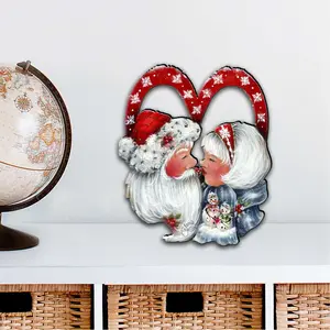 Designocracy 8457514M Artistic Christmas Large Ornaments, 12x9 in. Merry Kissmas Front Door Decor, Festive Outdoor Home Decoration