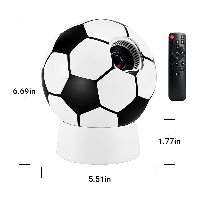 Soccer Shaped 4K Projector, Portable Mini Projector for Outdoor Movies, Home Theater, & Gaming | Android TV, HD Supported, USB/HDMI Compatible | Great Gift for Sports Fans
