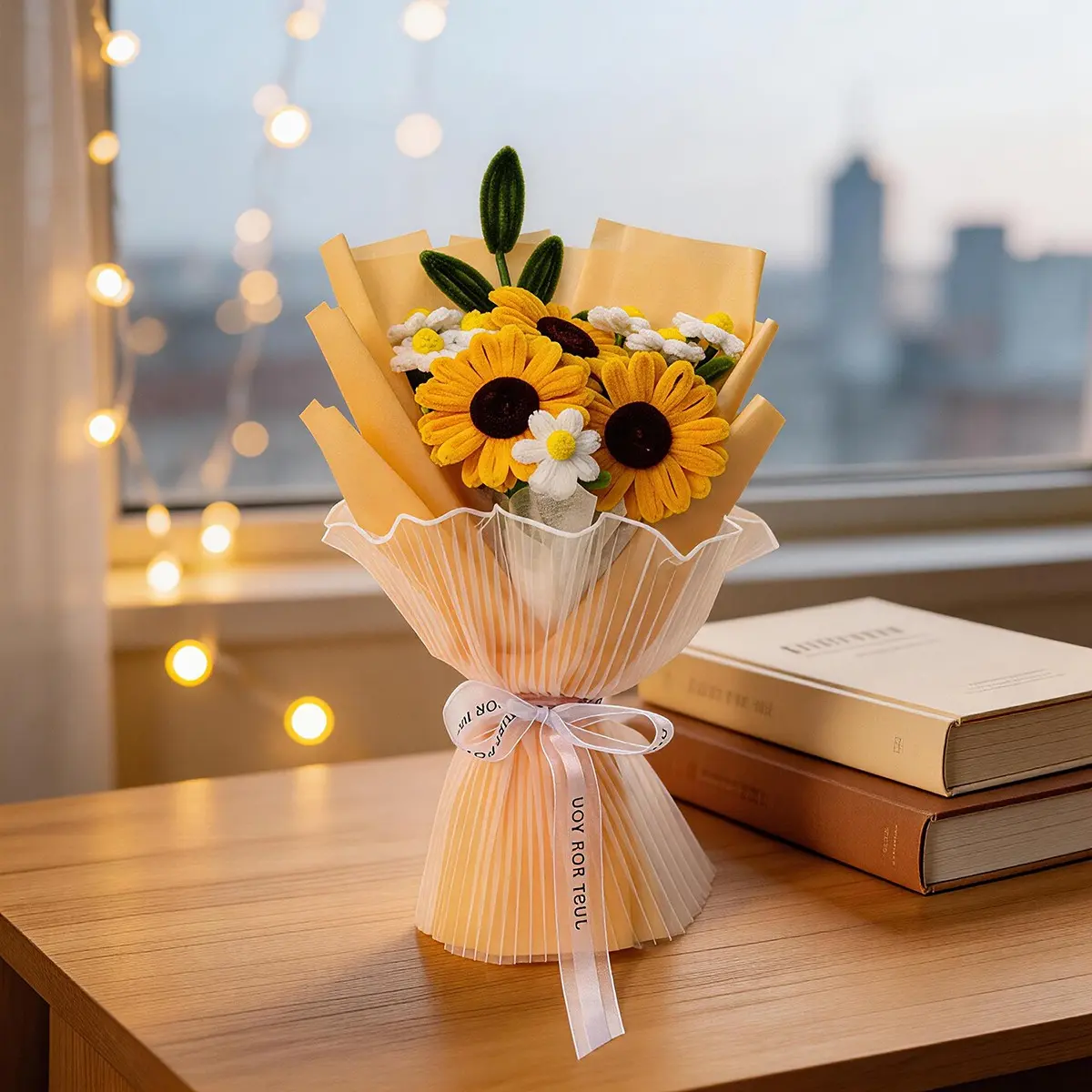 Handmade Sunflower Gift Bouquet, Artificial Flower Bouquet, Artificial Flower Decorations, Perfect for Women, Mother's Day, Father's Day, Valentine's Day, Christmas, Halloween, Home Decor