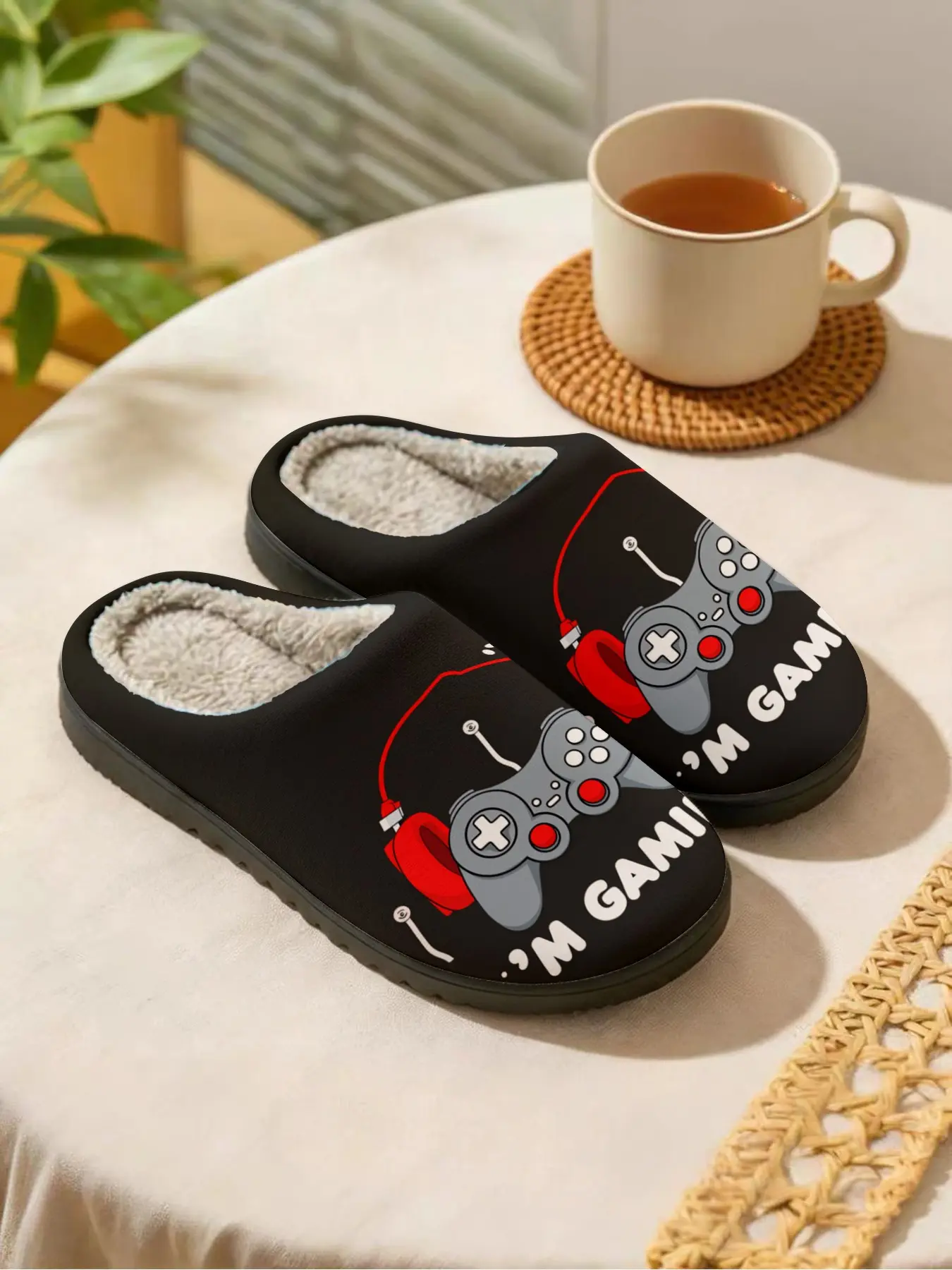 Must-Have Gamer Plush Indoor Slippers, Fuzzy Warm Slippers, Comfortable and Warm Gaming Shoes, Fashionable Footwear for Gamers, Stylish and Trendy Design, Indoor Home Slippers, Cozy House Shoes, Fluffy House Slippers