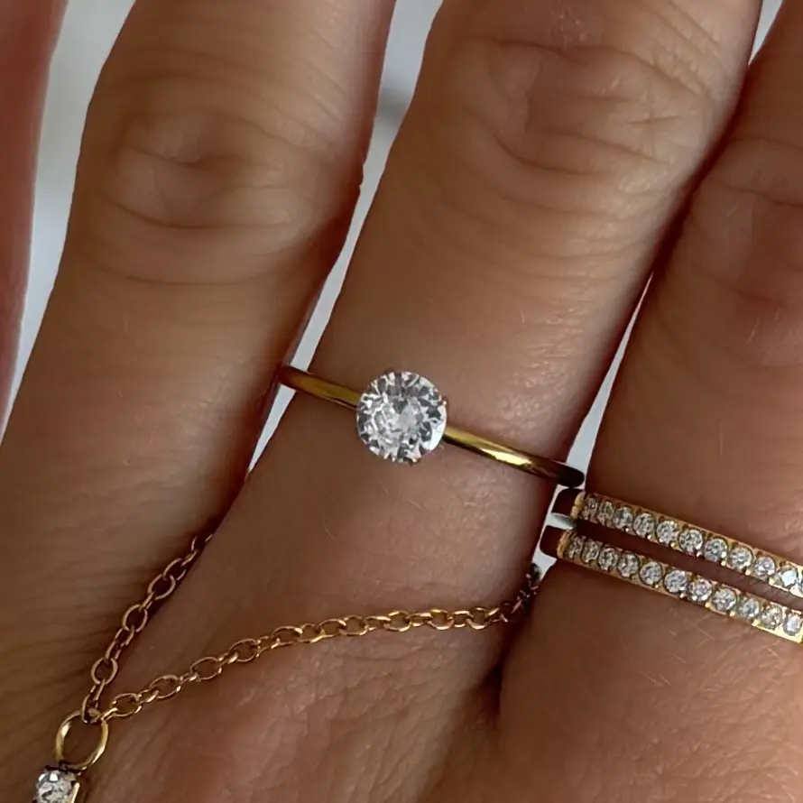 EVRY JEWELS Gold or Silver Plated Women's Hypoallergenic Petite Sparkle Ring