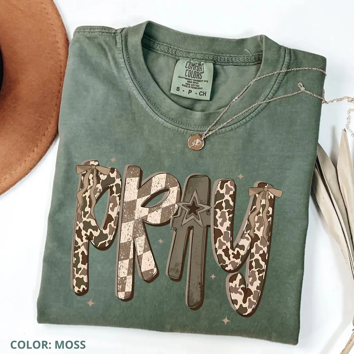 Comfort Colors Pray Christian Shirt, Camo Bible Verse T-Shirt, Jesus Tee, Faith Based Gift, Religious, Inspiring Quote, Inspirational Scripture T-shirt For Women, Trendy Faith