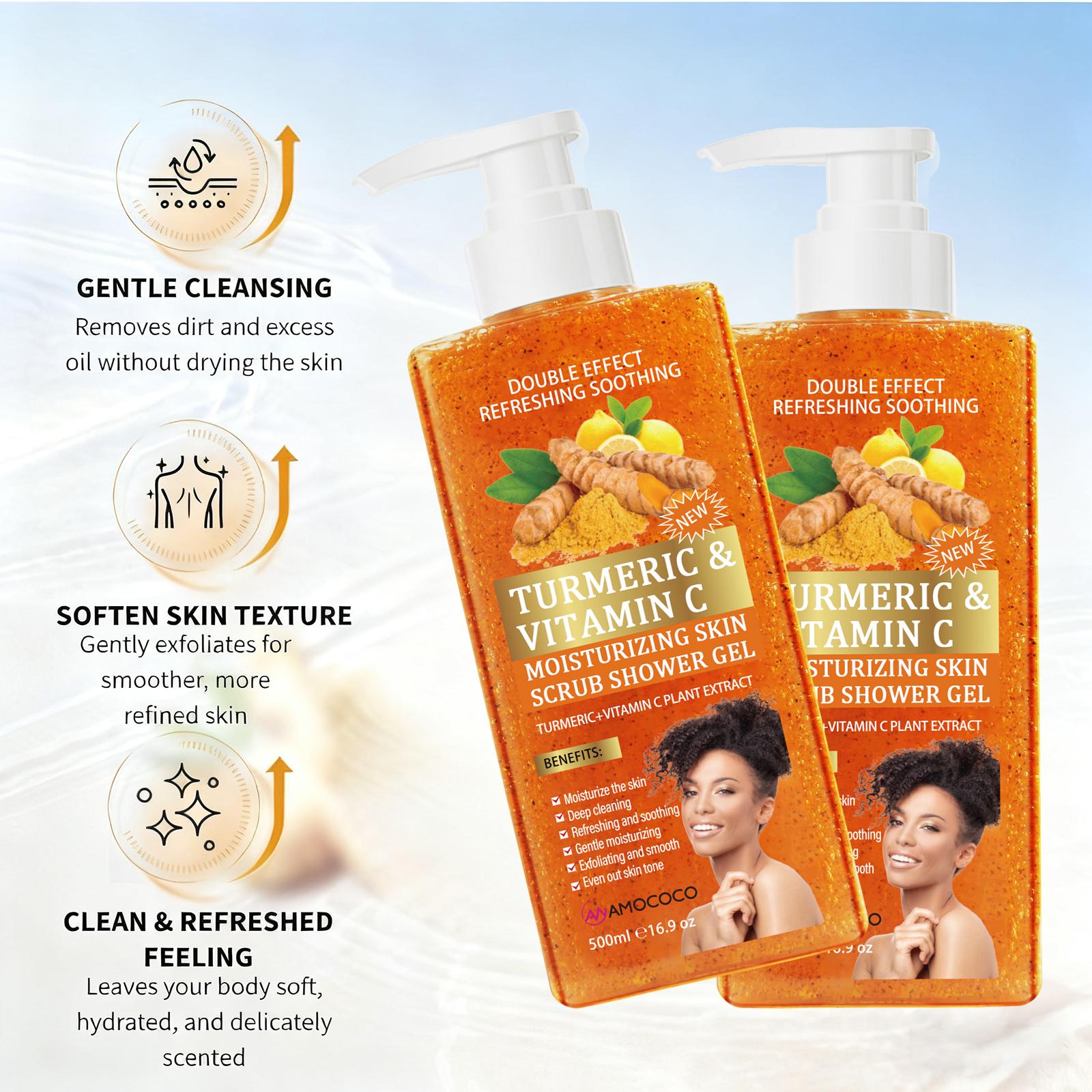 Turmeric Vitamin C Scrub Body Wash 500ml, gently moisturizing and soothing the skin with a long-lasting fragrance Turmeric Vitamin C Scrub Body Wash 500ml, gently moisturizing and soothing the skin with a long-lasting fragrance
