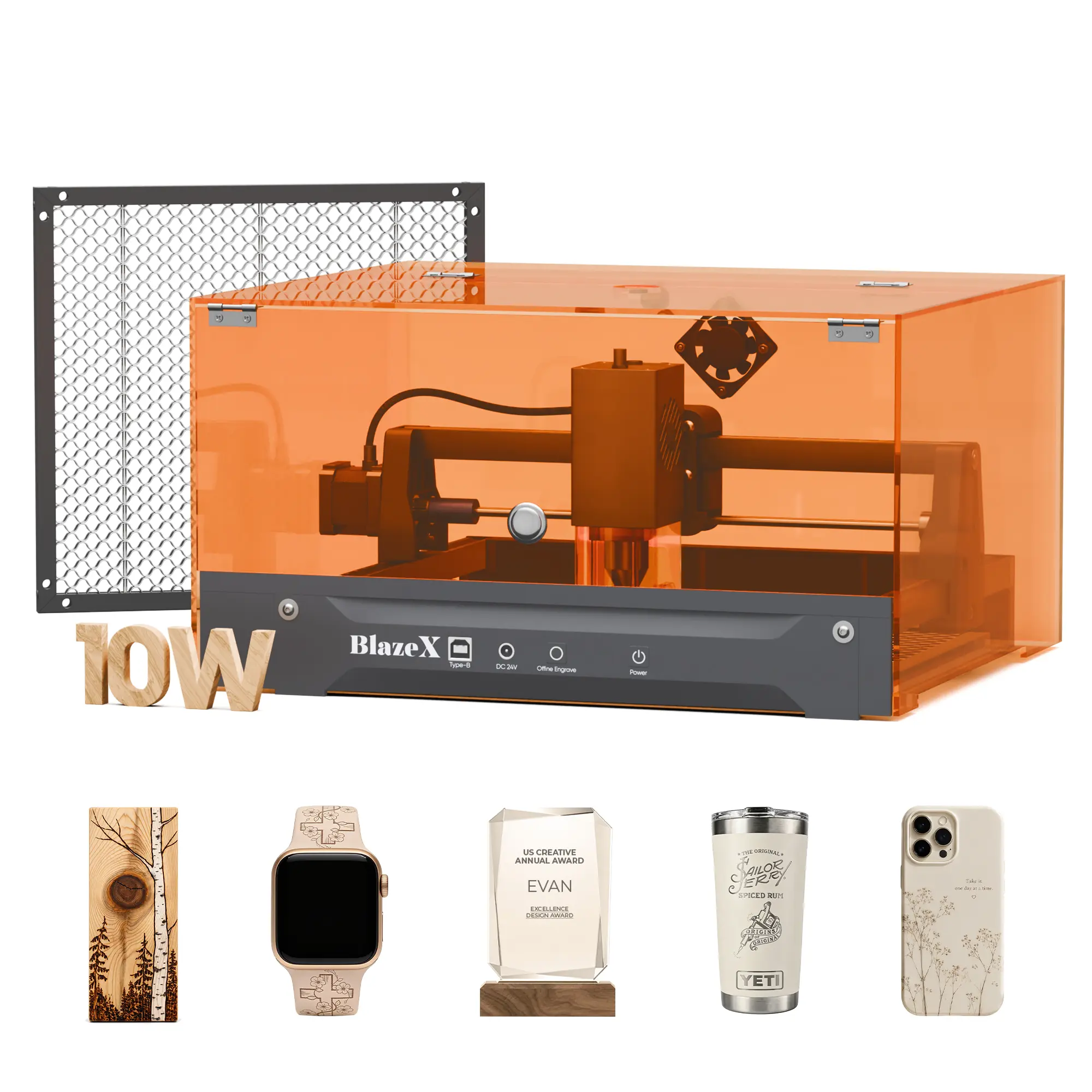 BlazeX M3 3/5/10W Laser Engraver & Cutter for Wood, Metal, Acrylic, Leather | 200×150mm Large Area Desktop Laser Machine | WiFi & USB Connection | Smart Safety Enclosure | High Precision DIY Gift Maker for Small Business Power Tool Industrial