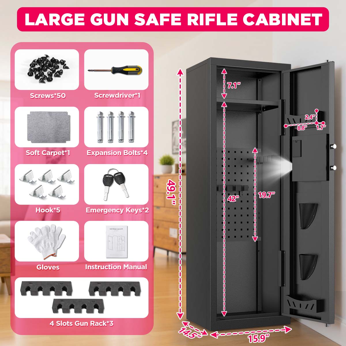 ACTIGER Gun Safe for Rifles and Shotguns - Large Capacity Pistol Storage Cabinet - Heavy Duty Steel Security Box for Home & Office - Quick Access Firearm Safe with Easy Assembly ACTIGER Gun Safe for Rifles and Shotguns - Large Capacity Pistol Storage Cabinet - Heavy Duty Steel Security Box for Home & Office - Quick Access Firearm Safe with Easy Assembly