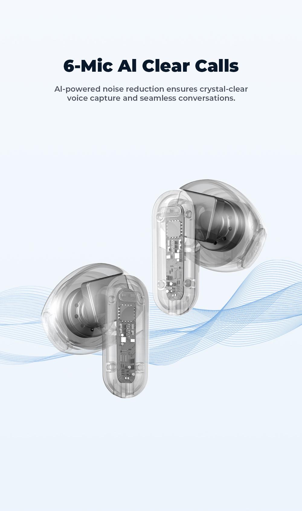 HTC NE20 AI Bluetooth Headset with LED Display, High-Fidelity Waterproof Wireless Headphones | Ideal for work, exercise, study, and audio calls | Built-in microphone | Headset