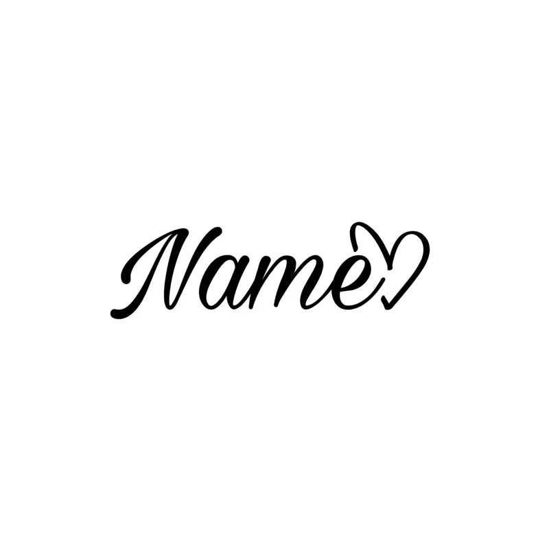Name Decal with Heart for Truck , Car , Automobile Name Decal with Heart for Truck , Car , Automobile