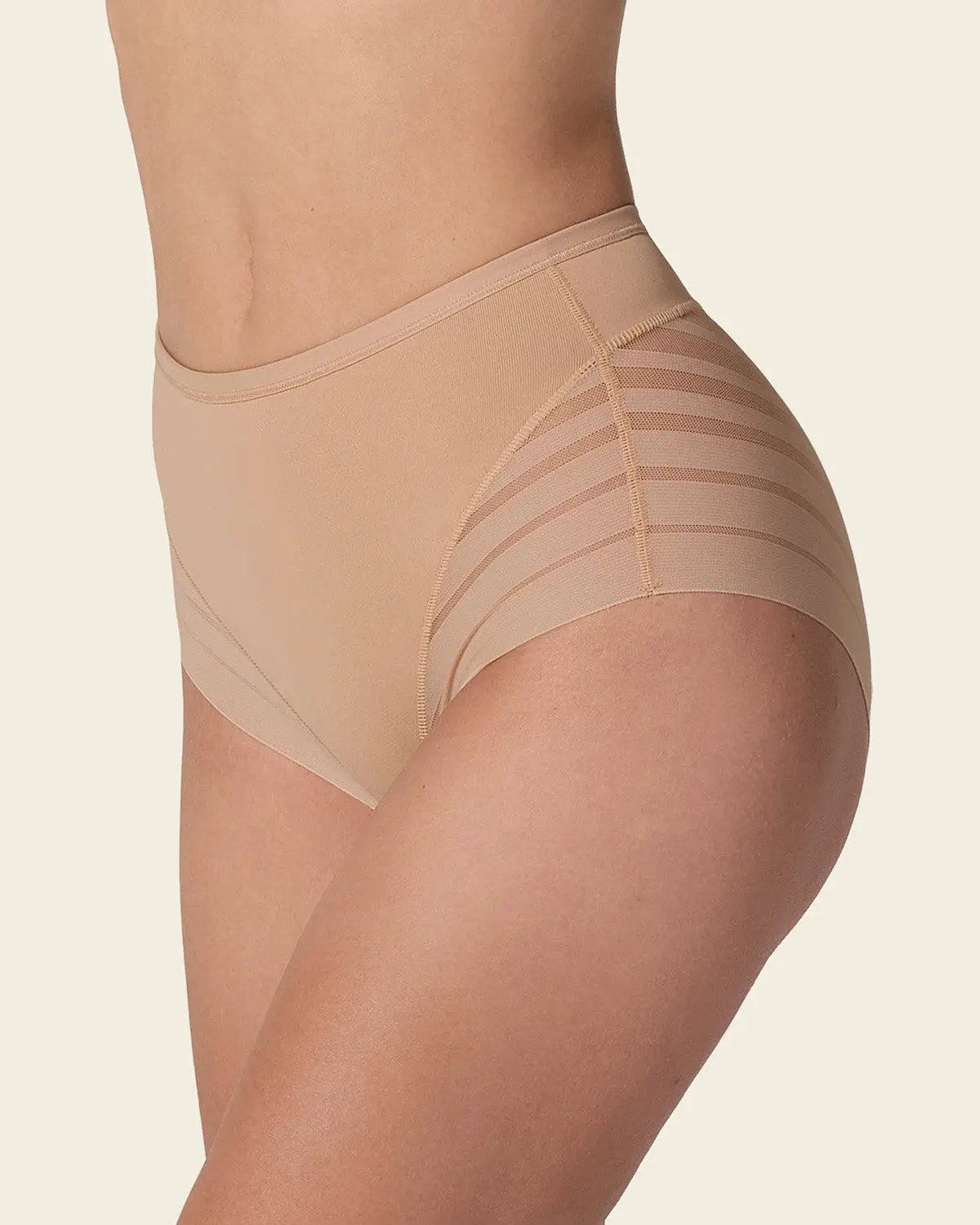 Leonisa Stripe Undetectable Lace Classic Shaper Panty High Waisted Invisible Tummy Control Shapewear for Women - Undetectable Lace Ladies Underwear Panties Flat Leg