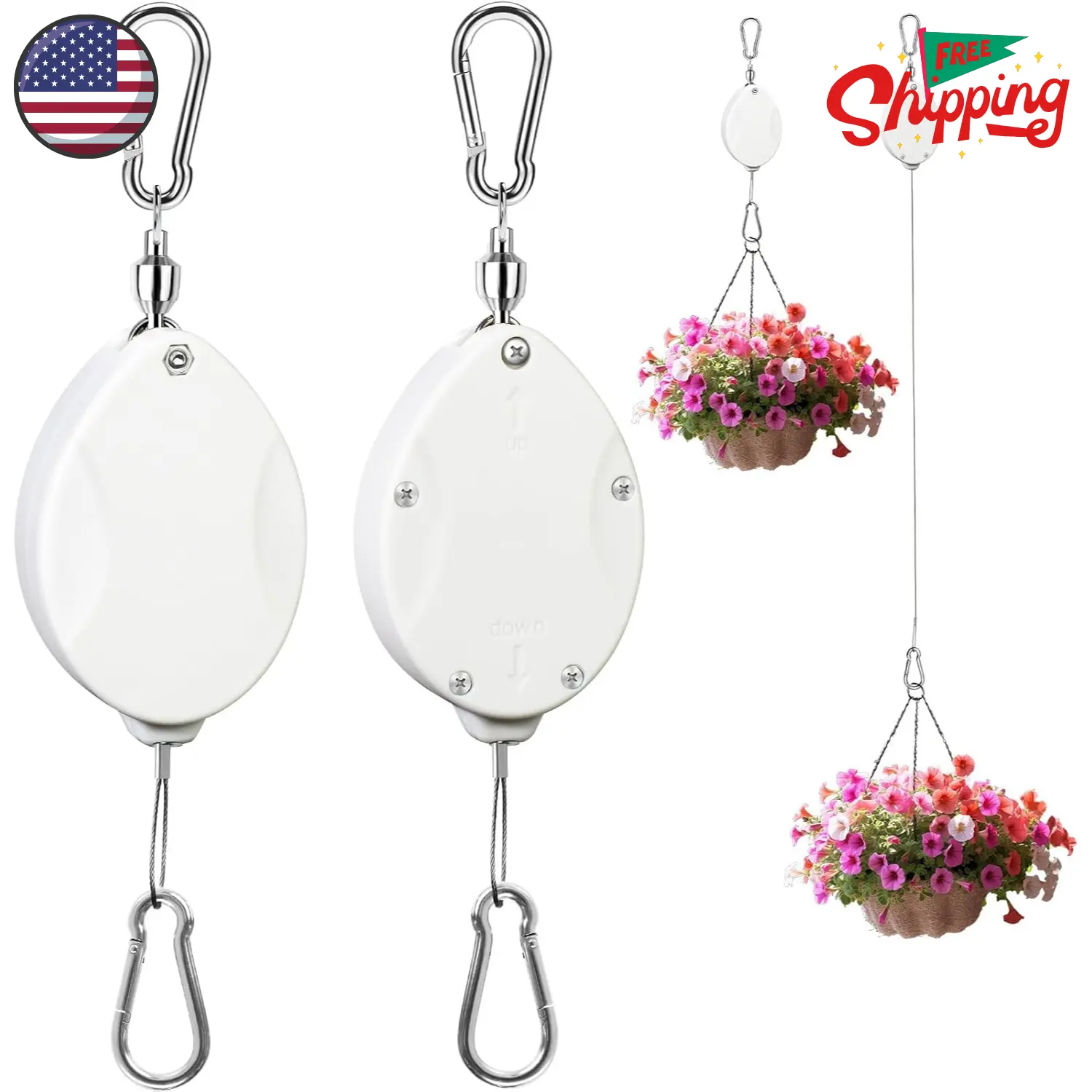 2Pcs Upgraded Heavy Duty Retractable Plant Hanger