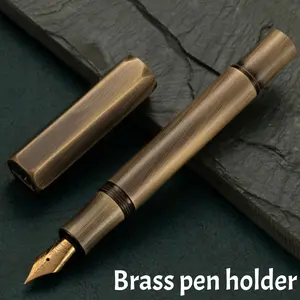 Brass pen body, 0.5 mm tip, heavy metal feel, for business and office use, rotating cap, mini short design, includes a nib replenisher, 2.6 mm diameter, suitable for students and organizations, ideal as a holiday gift—Valentine’s Day, back-to-school seaso