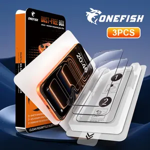 OneFish Crystal Clear Screen Protector 3 Pack for iPhone Privacy Protective Accessory Dust-Free Box Shock Resistant Tempered Glass
