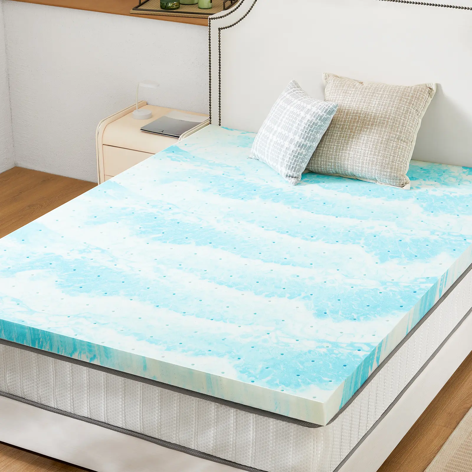 37x79x3" Premium Gel-Infused Swirl Memory Foam Mattress Topper - Breathable Mattress Pad, Temperature-Regulating, Soft, Supportive, Easy Setup, Compressed Pack for Simple Transport, Less Tossing & Turn, Bedding Toppers & Protectors Accessory, Gel-Infused