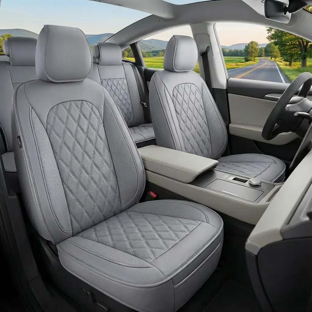 Faux Nappa Leather Luxury Waterproof Car Seat Covers - All-Season Cushion Fit for Honda Civic, Toyota Camry, Corolla, and More. Perfect for Sedans and SUVs with Front and Rear Protection - Enhanced Comfort and Style for Road Trips