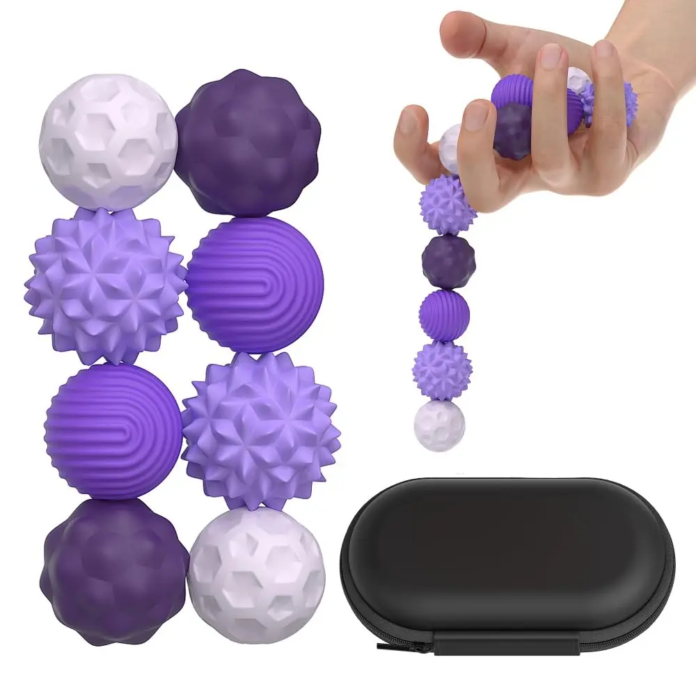 8pcs Silicone Magnetic Fidget Ball Set, Elastic Texture Assorted Colors Stress Relief Fidgets, Anxiety Reducing Ball, Sensory Pressure Release Squishy Stress Relief Toys for Relaxation, Anxiety Ball Stress Relief Toys