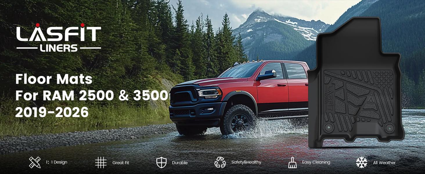 Lasfit fit for 2019-2026 Ram 2500 3500 Floor Mats, Fit Crew Cab Without Power Take-Off (PTO) KIT Only