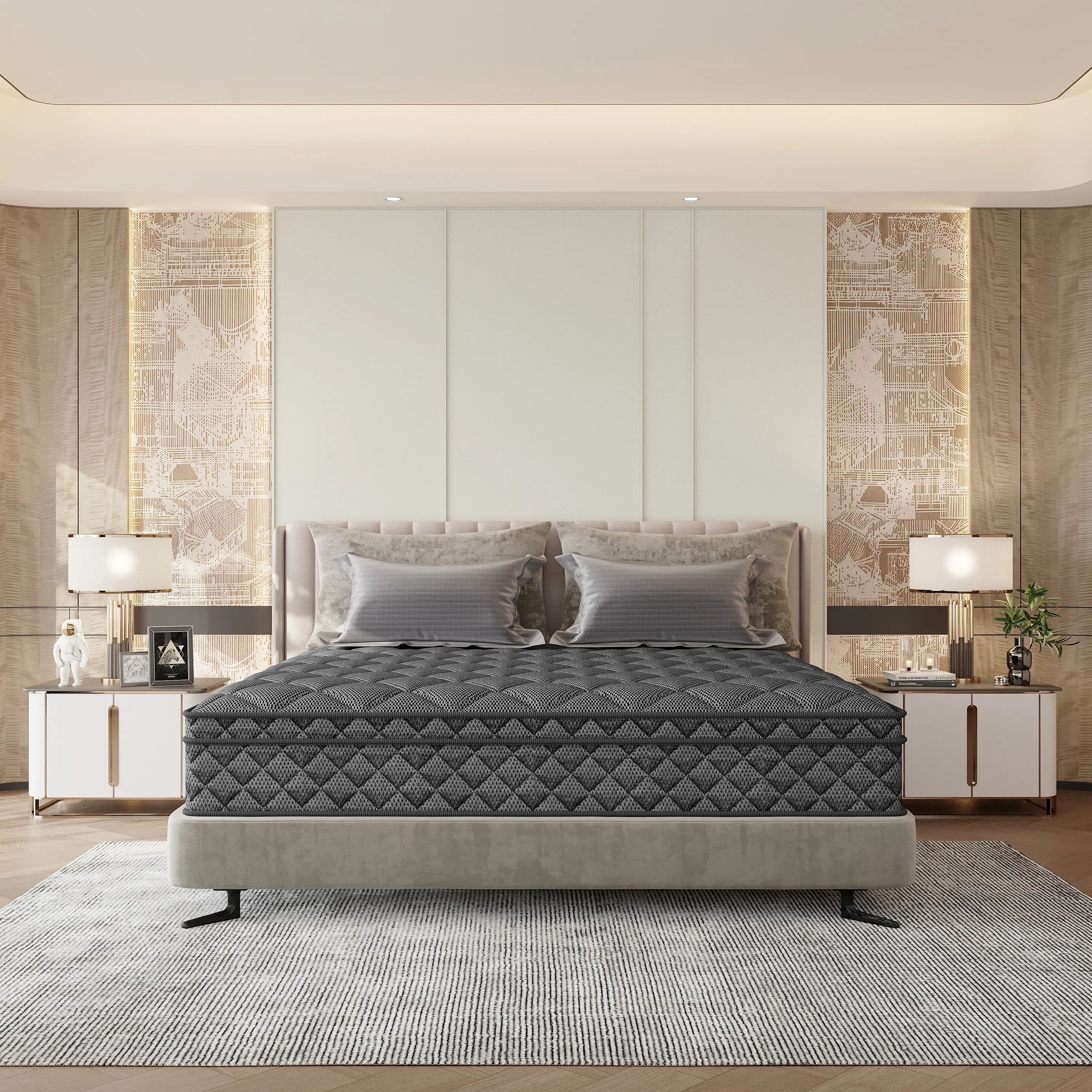 Queen Size Mattress 12″14″ Hybrid Mattress Gray Medium Firm T/F/Q/K Size Back Pain Relief Individual Pocket Spring Breathable Skin-friendly In A Box mattresses Cool Breathable Dorm Essentials All Mattress Sizes Boxed Mattress sohochic