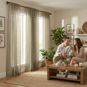 Cozy Curtain 4 Panels 52X84Inch Soft Snow Voile Sheer Curtains With Rod Pocket Design Bohemian Style For Bedroom & Living Room Easy Installation Ft2522 Window Decorations Supplies curtains curtains for bedroom cortinas para salas curtains for living room