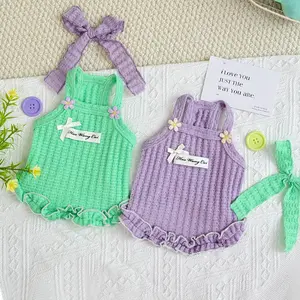 Pet Clothes Dog Cat Sleeveless Vest Plain Flower Cute Costume Causal Breathable Summer Soft High Elasticity D00074