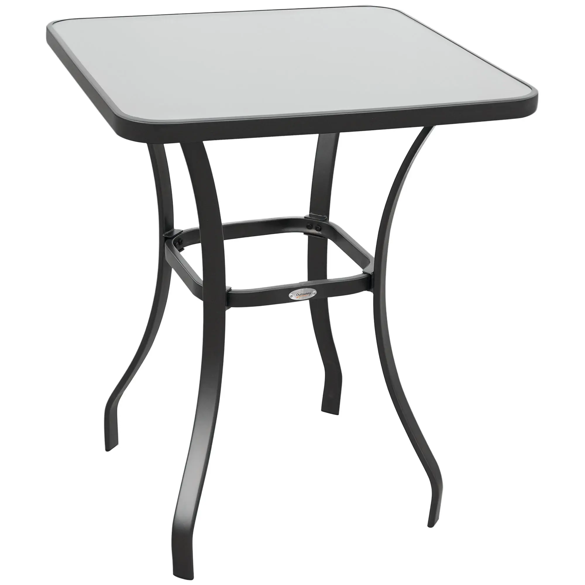 Outsunny 27" Square Bistro Table Garden Dining Table Outdoor Tempered Glass Table