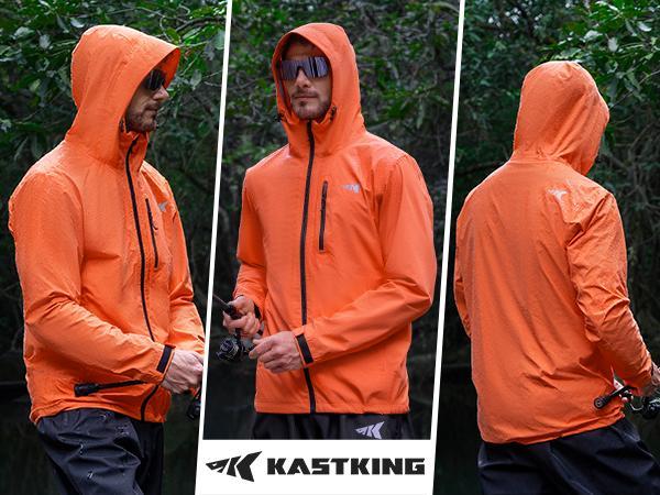 KastKing HydroArmor Lightweight Rain Jacket, 2.5-Layer Waterproof Fishing Hiking Rain Suit for Men, Packable Rain Gear
