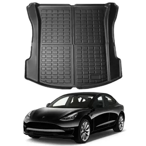 Canvcle Custom Fit Cargo Liner for Tesla Model 3 2017-2023 All Weather Trunk Mat Durable 3D Upgrade Anti-Slip Rear Liner Black TPE Material Truck Accessories