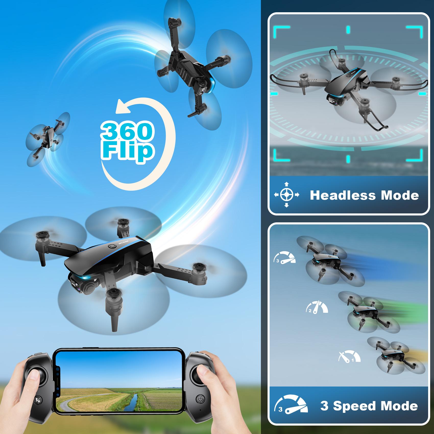 1080P HD Camera Drone for Beginners (Kids/Adults) - Foldable Mini Design, Stable Hover, Trajectory Flight, 90° Lens, 3D Flip, One Key Start - Gift Idea!
