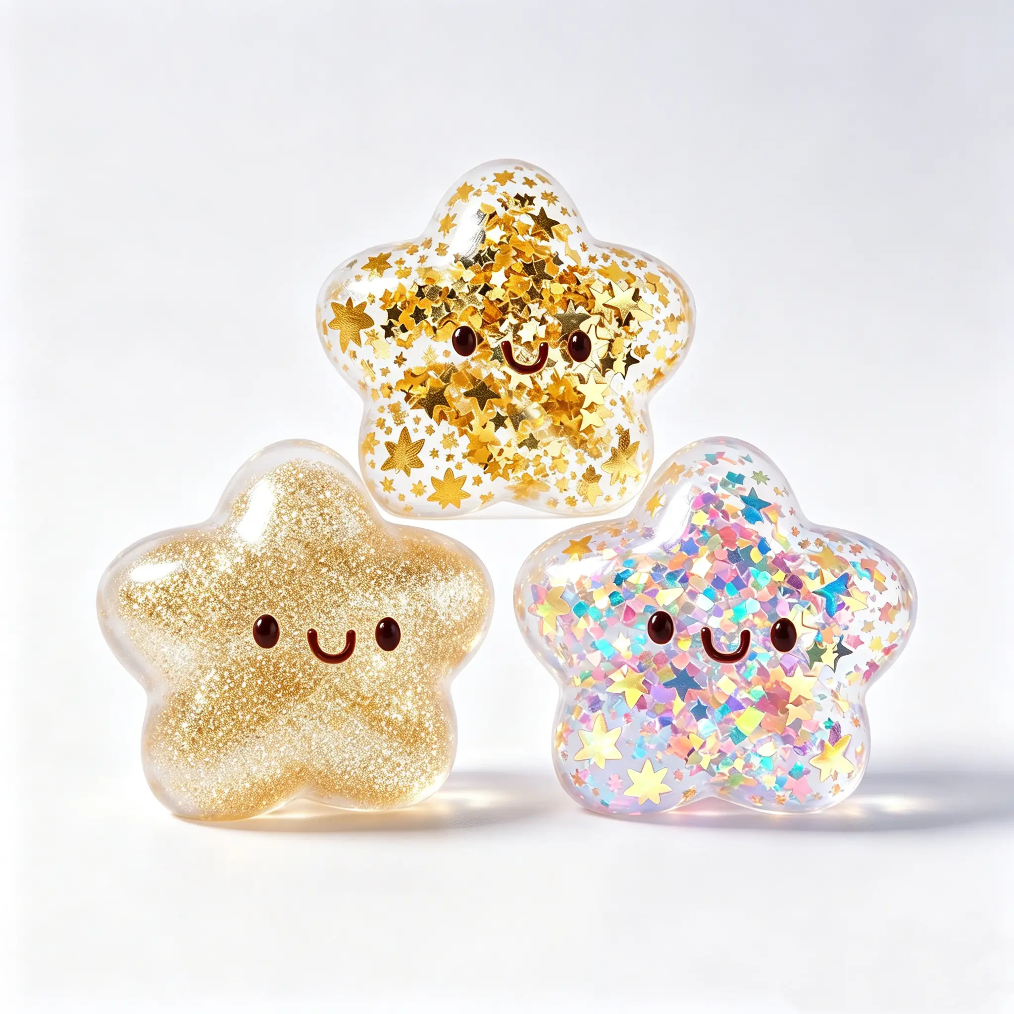 Handmade Taba Squishies Series Set - 3 Styles Gold Star Design, Stretchable, Squeezable, Soft Non-Toxic Stress-Relieving Sensory Toy for Back To School Collectibles & Entertainment