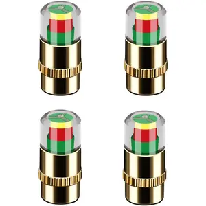 4Pcs Car Tire Pressure Monitor Valve Stem Caps Sensor Indicator 3 Color Eye Alert Pressure Monitor Tire Valve Stem Caps