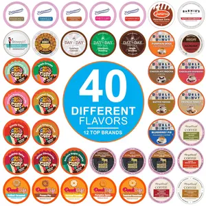 Crazy Cups Flavored Coffee Pods Variety Pack for Keurig K Cups Brewers Assorted Flavored Coffee Sampler 40 Count Featuring 12 Top Brands