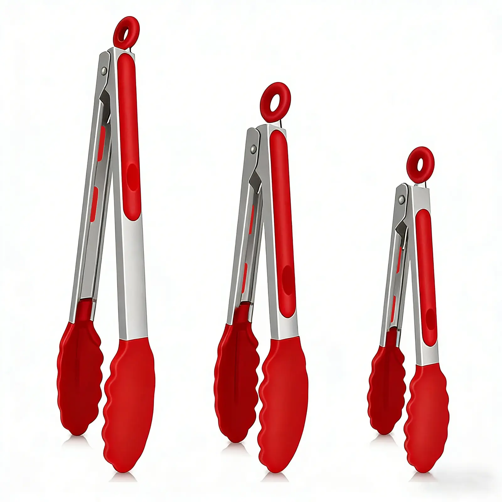【AREL】3-Piece Professional Stainless Steel Cooking Tongs Utensils - Heat-Resistant, Dishwasher Safe, Ideal for Grilling, Tossing Salads, Everyday Kitchen Use