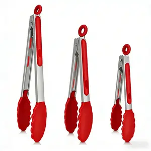 【AREL】Cooking Tongs 3-Piece Set — Professional stainless steel tongs, heat-resistant, ideal for grilling, cooking, tossing salads, handling pasta, and everyday kitchen use, dishwasher safe.