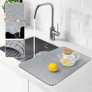 Silicone Large Size Dish DryingMat with Built-in Drain Lip Dish Drainer Matsfor Kitchen Counter Easy-Clean HighTemperature Resistance Coaster, Perfect Giftfor Valentine's Day Father's Day Mother's DayAnniversary Birthday