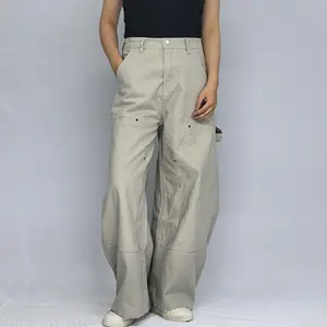 Lux Lee Baggy Wide-Leg Women's Jeans in Light Gray - Relaxed Fit High Waist, Cargo Style with Pockets, Comfortable Denim Pants for a Slimming Look and Casual Street Fashion