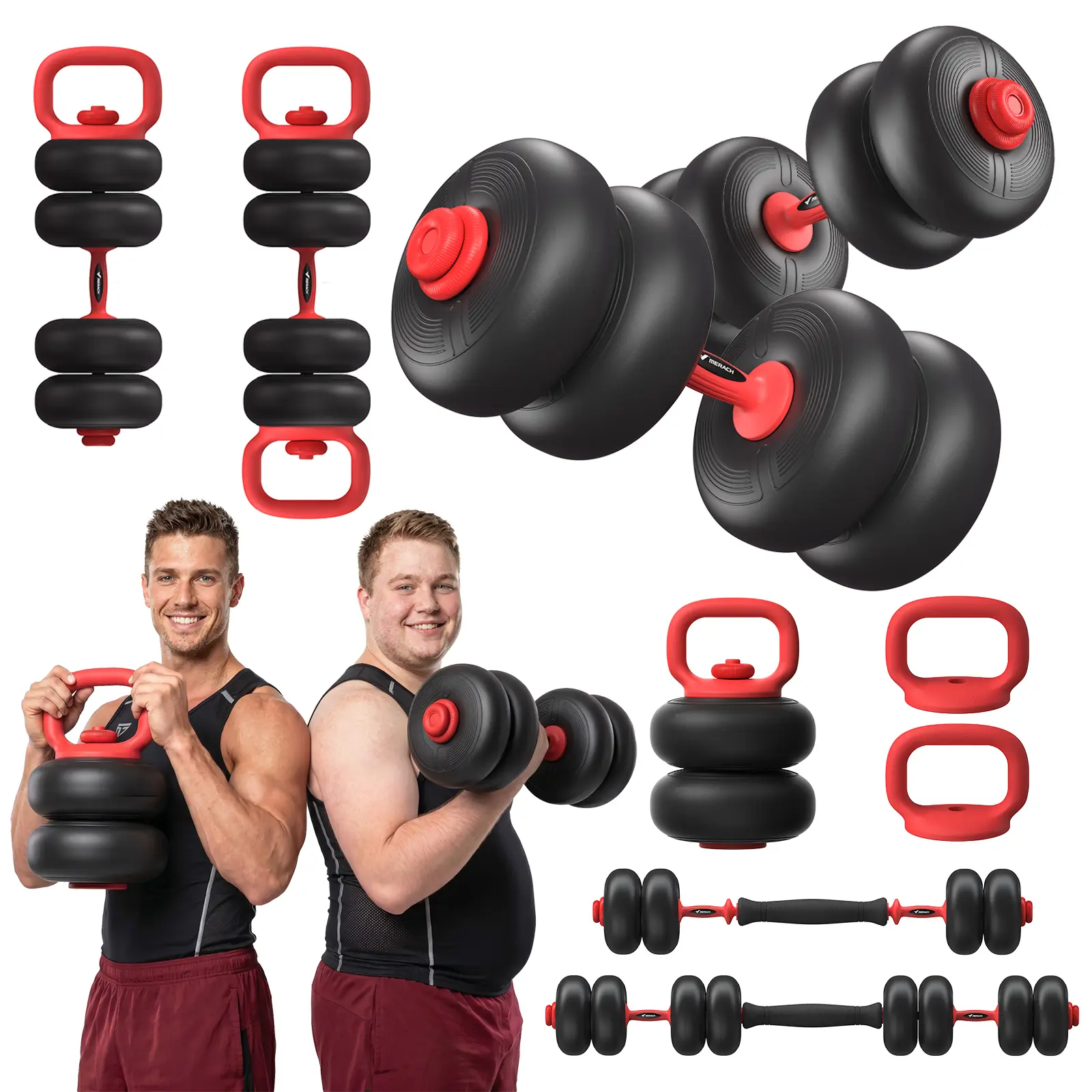 Merach 5-in-1 Dumbbell Set 4-45lbs Adjustable, Weight Dual Safety Locks and Skin-Safe Surface, Floor-Friendly Design for Home Gym Exercise Training BackToSchool