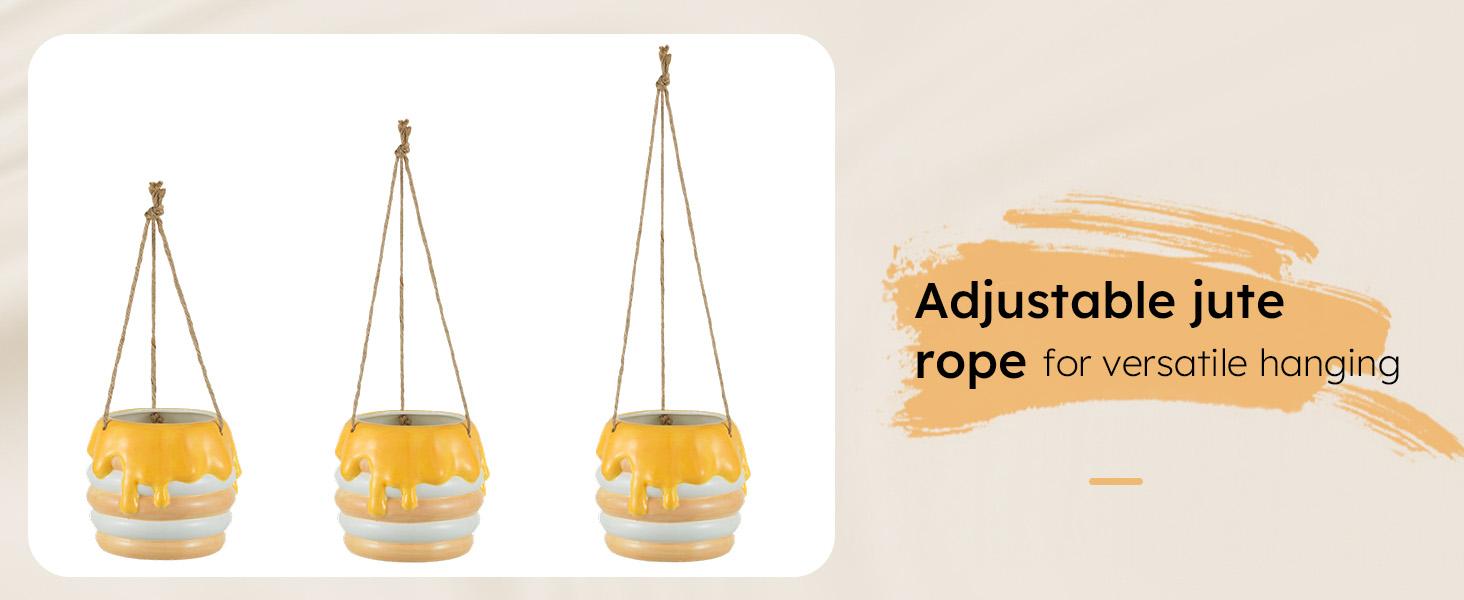 Mushroom Smiley Face Hanging Planter Pot with Drainage, Gardening Plant Gifts for Women Mother Plant Lovers - 3.9inch Opening