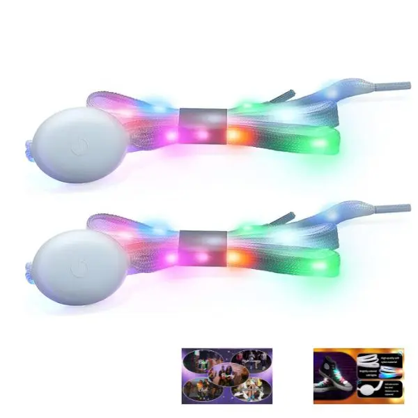 1 pair LED Light Up Shoelaces, Flashing Nylon Shoe Laces for Sneakers, Glow in the Dark LED Shoe Laces for Kids & Adults, Light Up Laces for Halloween, Raves, Parties, Dancing & Festivals