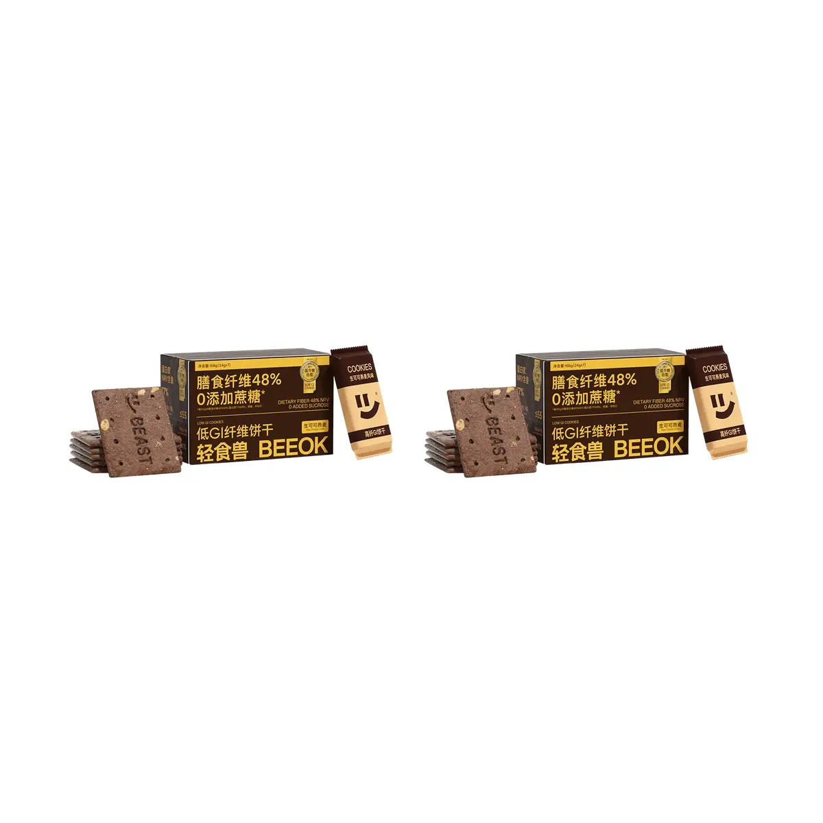 2PACKS Qingshishou Whole Wheat Meal Replacement Biscuits - Low GI, High Fiber (98%) for Office Snacks, Fitness, and Breakfast. Sugar-Free, 24g x 7bafs *2 Packs (Cocoa Oat Flavor)