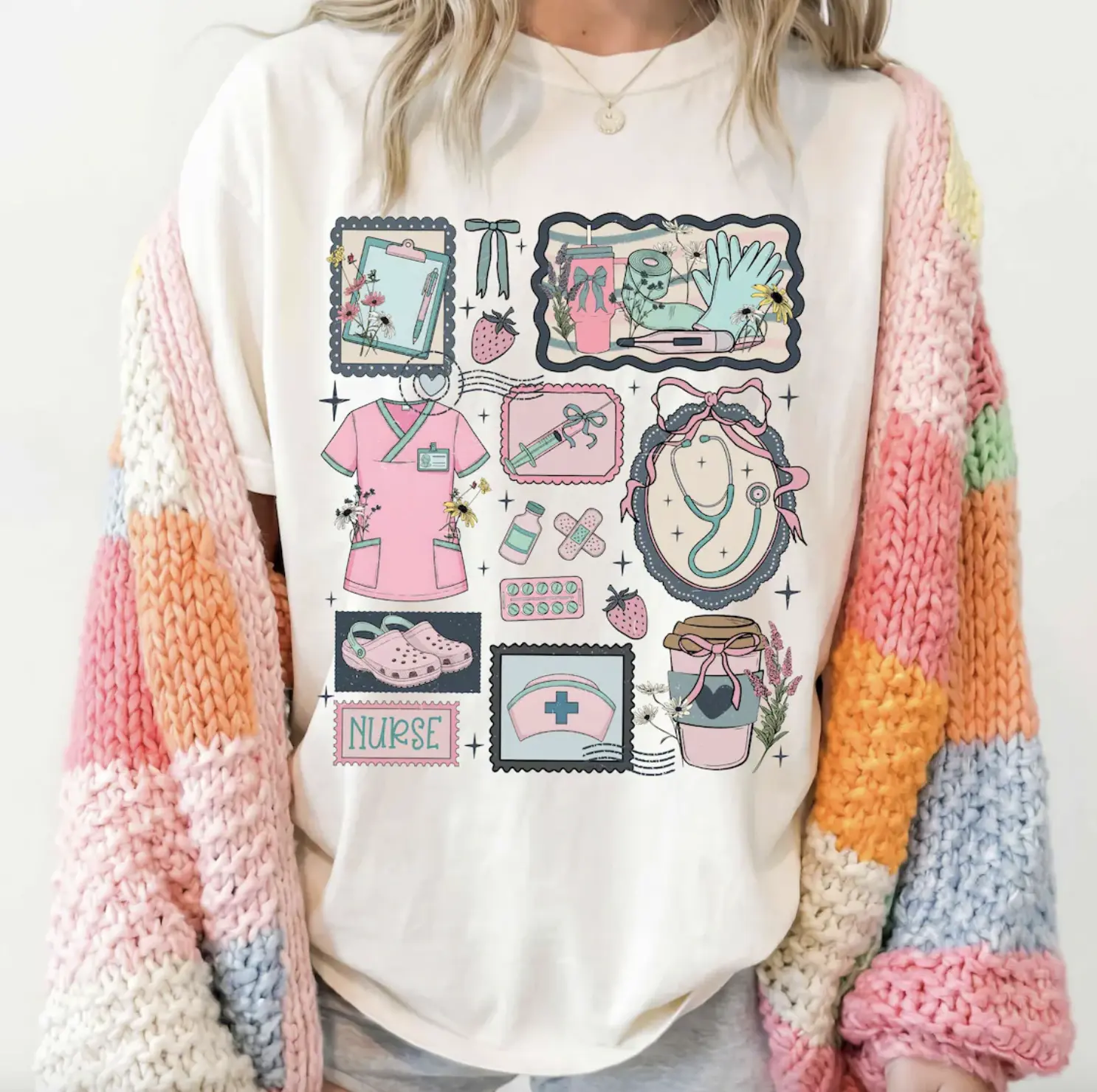 Nurse Life Collage T-Shirt Or Sweatshirt, Medical Scrapbook Tee, Librarian Style Nurse Shirt, Core Nursing Shirt, Cottagecore Nurse Hoodie, Nurse Gift