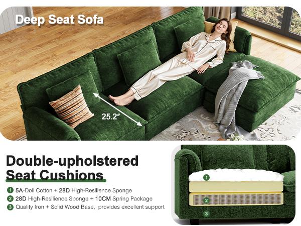 summervibes ABCASA 113" Modular Sectional Sofa, Comfy Cloud Modern Couch, L Shaped Deep Seat Sofa Couches for Living Room, 4-Seater Modern Sofa with Movable Ottoman, DIY Combination, Chenille, Living Room Furniture summervibes ABCASA 113" Modular Sectional Sofa, Comfy Cloud Modern Couch, L Shaped Deep Seat Sofa Couches for Living Room, 4-Seater Modern Sofa with Movable Ottoman, DIY Combination, Chenille, Living Room Furniture