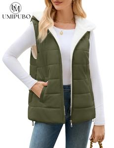 UMIPUBO Womens Sherpa Fleece Vest Warm Sleeveless Jacket 2025 Winter Coat Fall Zip Up Hoodie Reversible Outwear with