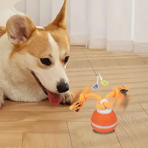 Motion Activated Rolling Ball for Dogs USB Rechargeable Interactive Camouflage Design with Rope for Puppy Small Medium Dogs Endless Play Versatile for All Sizes