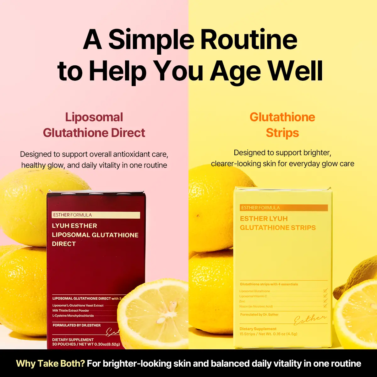 ESTHER FORMULA Liposomal Glutathione Oral Strips | High-Absorption Antioxidant, Detox & Brightening Support, beauty film | Skin Glow Supplement (45 Strips) Dietary Zinc Beauty Vitamin