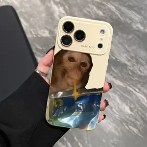 Funny Monkey Drinking Water Case for iPhone 17 Pro Max 17Air 17 16E 16 15 14 13 12, Ultra Skin-Friendly TPU, All-Inclusive Glass Lens Protection, Aesthetic Creative Animal Gift, Dopamine Ins Style Fun Cover, Shockproof Slim Case, Lens Window Design