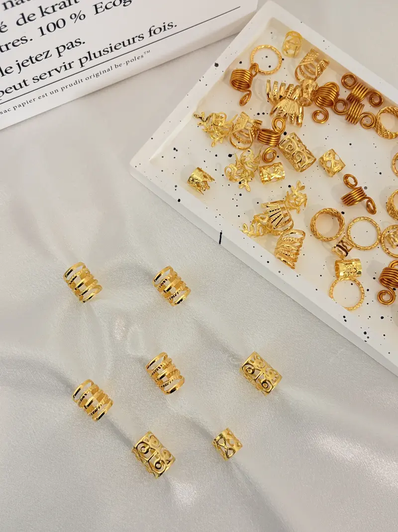 Exquisite Hair Jewelry Set – Multi-Style Dreadlock & Braiding Accessories, High-Quality Metal Construction, Flexible and Adjustable Beads, Ideal for Party Hairstyling and Holiday Gifting Secure Hold Duckbill Clips French Twist Side Comb Large Frosted Oval