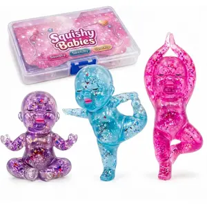 Mega Glitter Squishy Baby Toy with Gift Box, Kawaii Stress Relief Grip Toy for Kids & Adults, Cute ASMR Fidget Squeeze Toys, Sensory Party Favor and Relaxation Gift