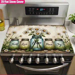 1pc, Two-Dimensional Flat Cover for Electric Stove Featuring The Words Faith, Love, Hope, Peace, Joy, Along with a Daisy Design, Serving As a Replacement Panel, Coaster, Or Trivet for Kitchen Appliances And Additions