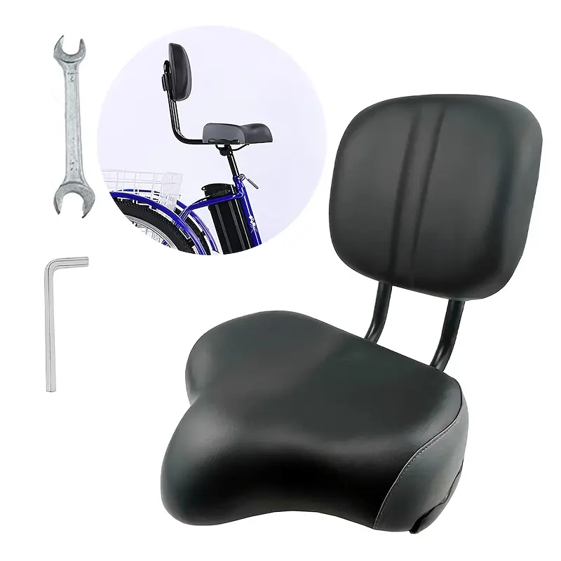 Bike Seat with Backrest | Oversized Comfort Bicycle Saddle Replacement Soft Memory Foam Padded PU Cushion Universal for Tricycle, Mountain Bike, Commuter Bike, Electric Bike-#SummerWins#DealsForYouDays#father'sdaygift