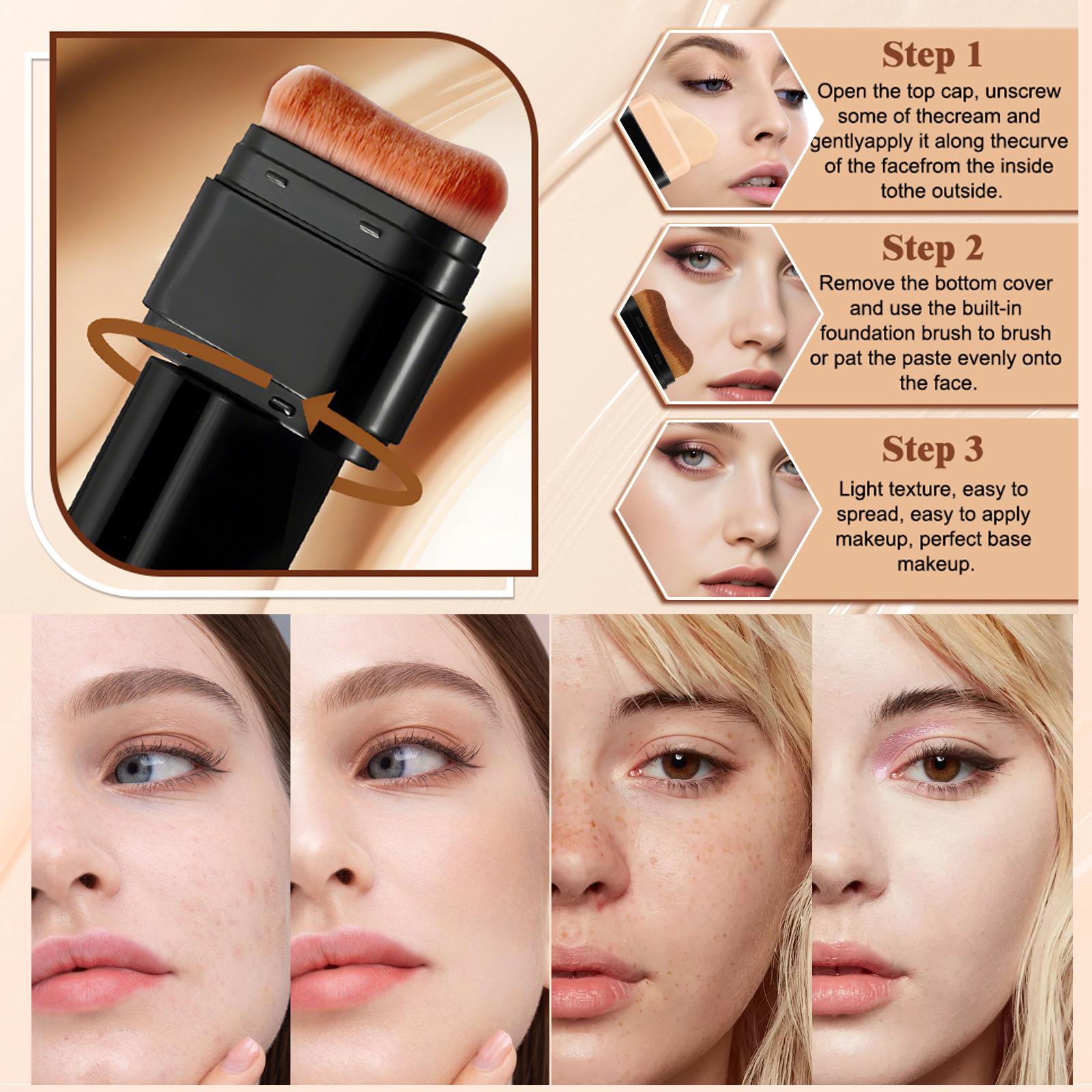 Zaidoc 7-color Dual -Ended Concealer Foundation Stick, 2-in-1 Long-Lasting Foundation and Concealer with Brush, Creamy Full Coverage for Dark Circles & Blemishes, Hydrating Olive & Camellia, 2.09 Oz