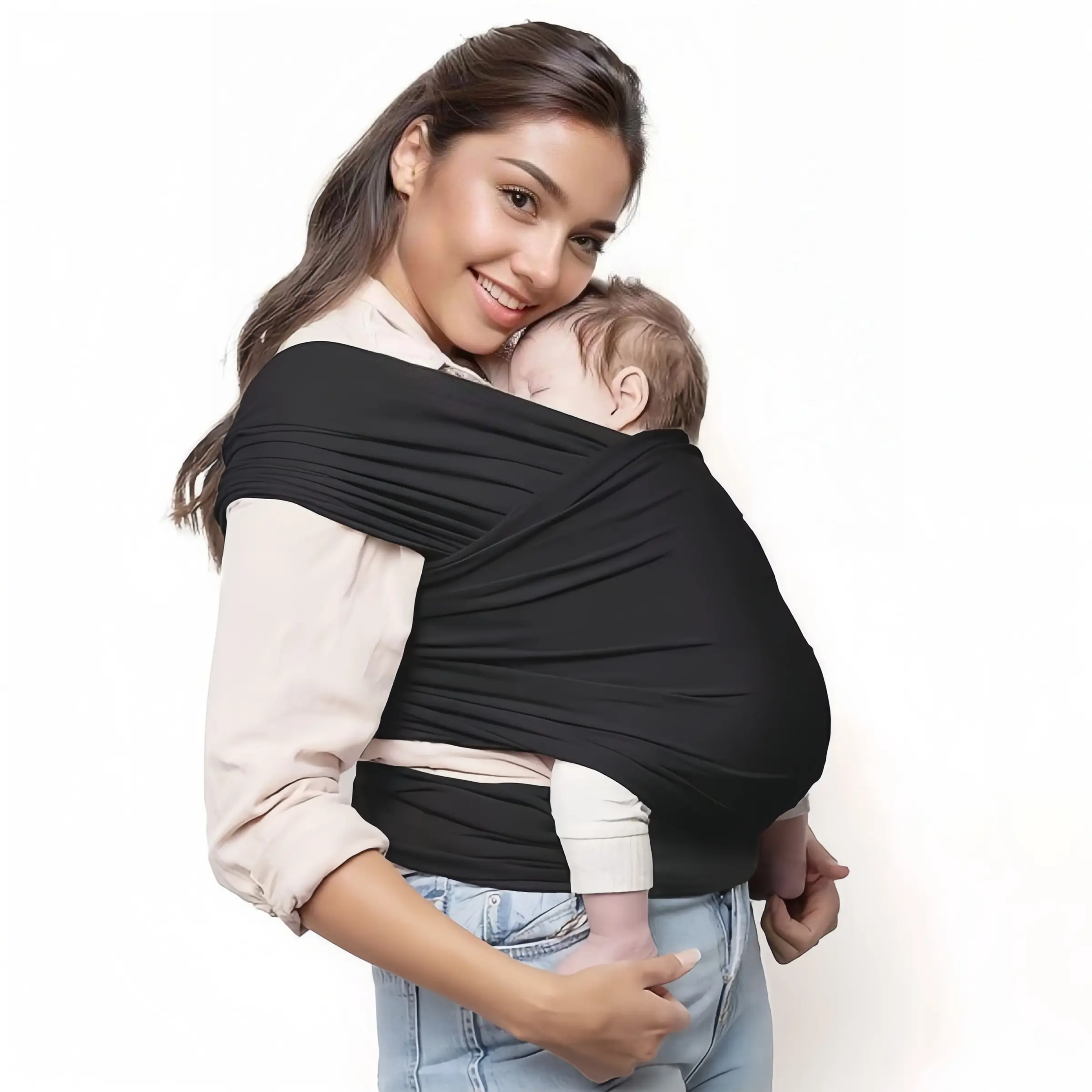Soft Stretchy Baby Wrap Carrier, Hands-Free Sling for Newborn, Ergonomic Postpartum Support to Relieve Back Pain, Breathable Lightweight Baby Wearing Wrap