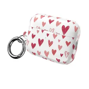 Watercolor Hearts AirPod Case, Pink Red Heart Pattern, Gift for him for her, valentines gift, cute case